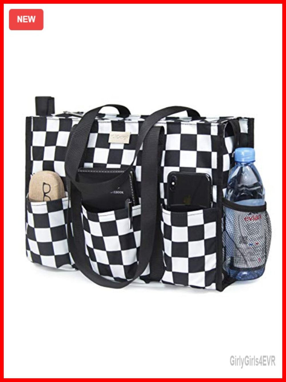 Utility Water Resistant Tote Bag with 13 Pockets - Large